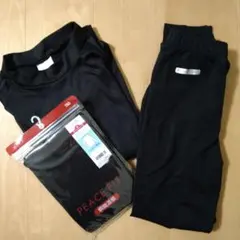 サッカー　アンダーシャツ　アンダーパンツ　ハイネック　黒　3枚セット　150cm