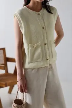 bonjour sagan ボンジュールサガン　金ボタンサマーニットベスト