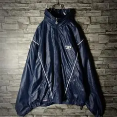 希少90ｓ☆クラブアディダスナイロンジャケット デサント 刺繍ロゴ 内蔵フード