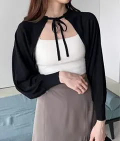 Heather ラメニットボレロカーディガン　リボン　キラキラ　ギャル　羽織