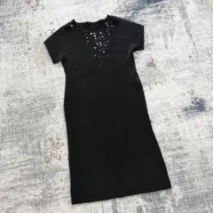 スペッチオ プリーツ スパンコール刺繍 膝丈 半袖 ワンピース フォーマルのサムネイル