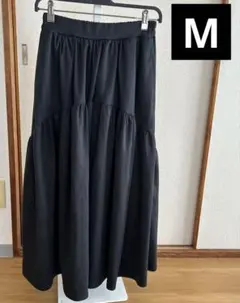 セール【しまむら】Helm ティアードロングスカート　M 黒