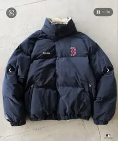 Perushu × MLB コラボ中綿スタンドネックブルゾン　ネイビー