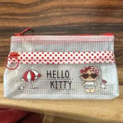 しまむら サンリオ 日焼け キティ クリアフラットポーチ