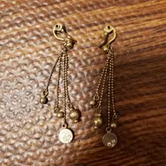 沢山のモチーフ付きゴールドイヤリング 昭和レトロ ビンテージ アンティーク