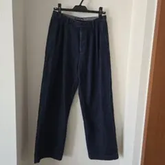 ◆ユニクロ イネス◆デニムタックワイドパンツ ネイビー 67cm