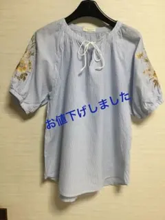 袖に豪華刺繍入りパフスリーブブラウス