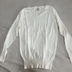新品未使用 ホワイト Vネック 長袖ニット M レディース 白 カットソーロンT