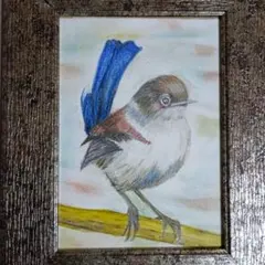 野鳥木彫ミニレリーフ 手彫り ルリビタキ - メルカリ