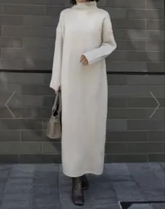 Re:EDIT(リエディ) 前後2WAYハイネック指穴マキシニットワンピース