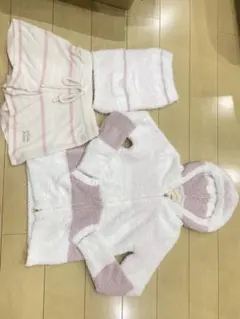 ジェラートピケ ルームウェア 3点セット パーカー パンツ 腹巻 ピンク 白