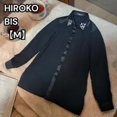 美品★ヒロコビス ヒロココシノ 長袖シャツ ブラウス 黒 比翼ボタン ９のサムネイル