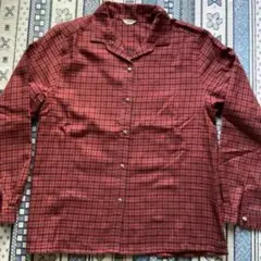 ギンガムチェック 長袖シャツ 赤 M