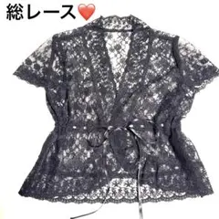 カーディガン　ブラック　レース　半袖　ボレロ　重ね着　お洒落　y2k
