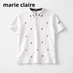 marie claire 刺繍入りホワイトポロシャツ レディースMサイズ