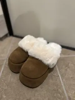 ムートン レディース ブーツ 靴 24.5cm もこもこ 厚底 ギャル