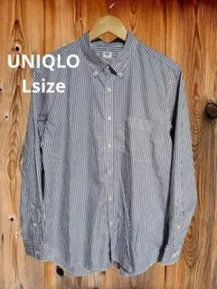 UNIQLO ブロードシャツ ストライプ ボタンダウン L