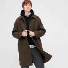 【新品ダークブラウン】ユニクロ シングルブレストコート（男女兼用）