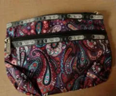 【★新品未使用タグ無LeSportsac】ペイズリー柄ダブルファスナー小物入れ