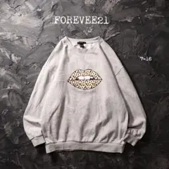 FOREVER21 トレーナー 唇　リップ　豹柄　グレー