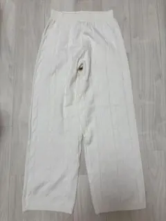 ホワイト ニットワイドパンツ