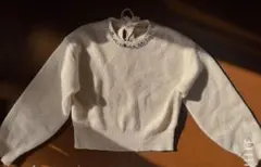 襟ビジューニット　アイボリーF