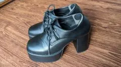 WEGO ボリュームヒールレースアップシューズ　　　　　 ブラックつや消し　厚底