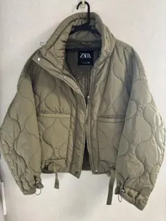 【美品】ZARA キルティングジャケット　カーキ　Lサイズ