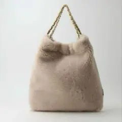 美品　VIOLAd'ORO ヴィオラドーロ　ボアバッグ　ベージュ