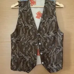 ハンドメイド　ペイズリー柄ノースリーブベスト