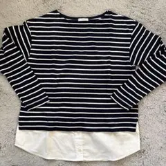 CINEMA CLUB 長袖ストライプトップス S