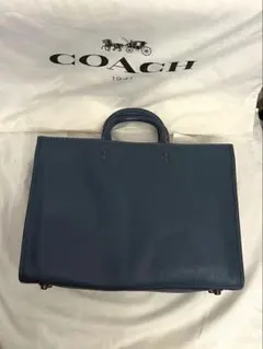 【極美品タグ付き】コーチ　ローグ　2way バッグ　チャームレザーブルーA4可能