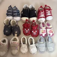 ベビーシューズ　ベビーサンダル　アシックス美品あり　９点まとめ売り