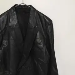 【ジャパンヴィンテージ】オールド 定番 レザー ブラック テーラードジャケット