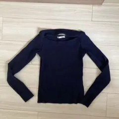ZARA ネイビー カットアウトリブTシャツ