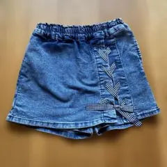 リボン付きデニムショートパンツ 130サイズ