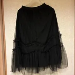 黒 チュール フレアスカート