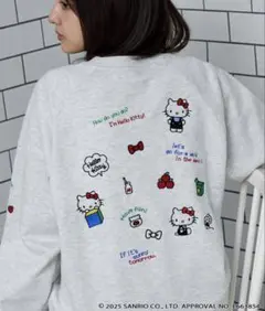 sanrio ワンポイント刺繍プリントオーバーサイズクルーネックスウェット