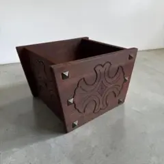 vintage ウッド 木製 クロス フラワーベース ブルータリズム アルチザンのサムネイル