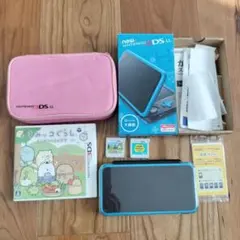 New Nintendo 2DS LL 青 ケース、ソフト3本付セット