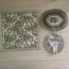 ゴブラン織り　マット 3点セット 花柄