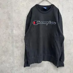 チャンピオン スウェット 黒 ペイント柄 ペンキ 2XL オーバーサイズ 