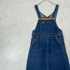 TITICACA 切替 異素材 ロゴ ラベル ひざ丈 ジャンパースカート M