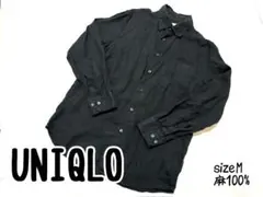 UNIQLO ユニクロ　プレミアムリネンシャツ ブラック 麻シャツ　M