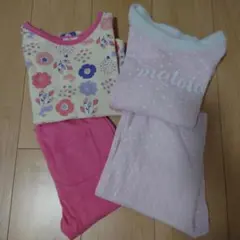 花柄・猫デザイン 長袖パジャマ2点セット 120cm