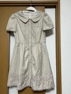 ベージュ 襟付き 半袖 ワンピース