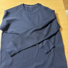 新品　ネイビー 2XL ワッフル生地長袖Tシャツ トップバリュー