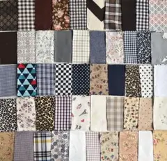 【パッチワーク】ブラウン・ブルー系　100枚セット④ 10cm×10cm