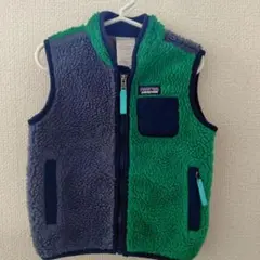 patagonia フリースベスト 2T グレー/グリーン