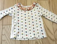 ベビー トップス 2枚セット ワッフル 80 衿フリルワッフルメロー長袖Tシャツ
